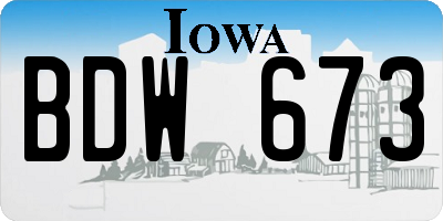 IA license plate BDW673
