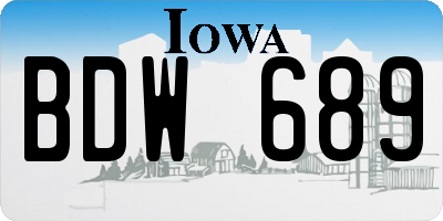 IA license plate BDW689