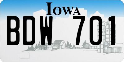 IA license plate BDW701