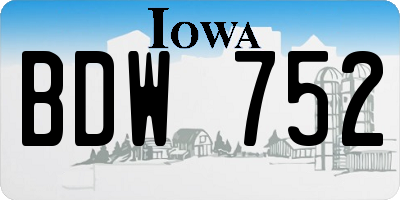 IA license plate BDW752