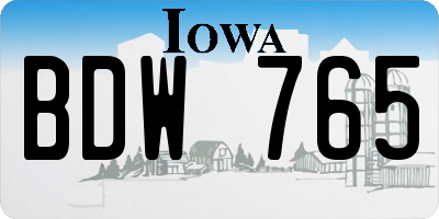 IA license plate BDW765