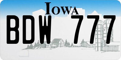 IA license plate BDW777