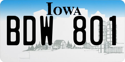 IA license plate BDW801