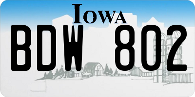 IA license plate BDW802
