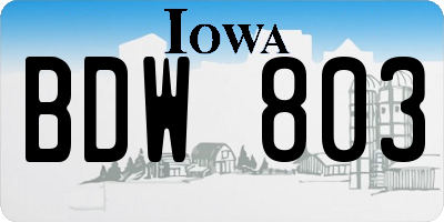 IA license plate BDW803