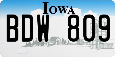 IA license plate BDW809