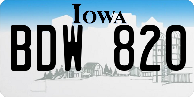 IA license plate BDW820