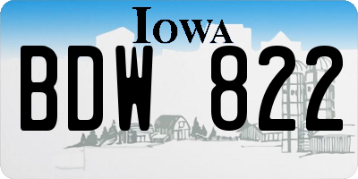 IA license plate BDW822