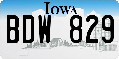 IA license plate BDW829