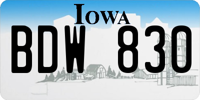 IA license plate BDW830