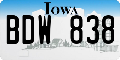IA license plate BDW838