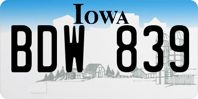 IA license plate BDW839