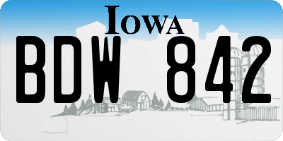 IA license plate BDW842