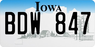 IA license plate BDW847