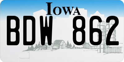 IA license plate BDW862