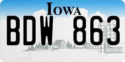 IA license plate BDW863