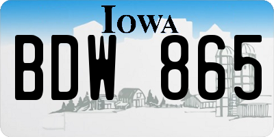 IA license plate BDW865