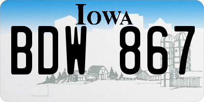 IA license plate BDW867
