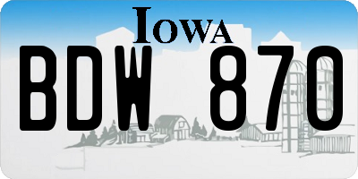 IA license plate BDW870