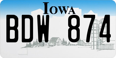 IA license plate BDW874