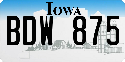 IA license plate BDW875