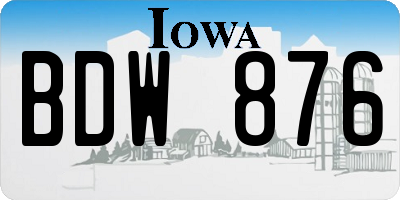 IA license plate BDW876