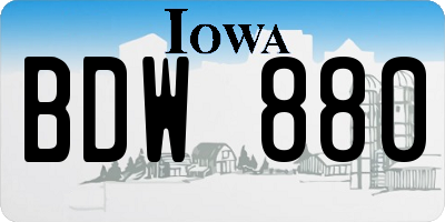IA license plate BDW880