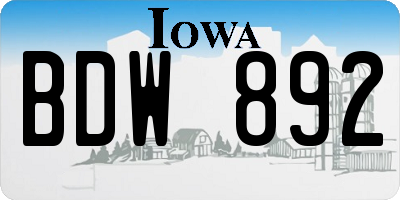 IA license plate BDW892