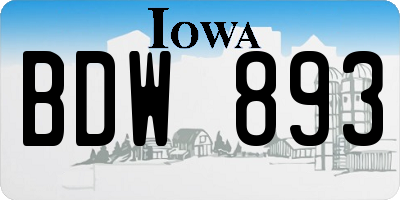 IA license plate BDW893