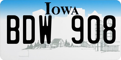 IA license plate BDW908