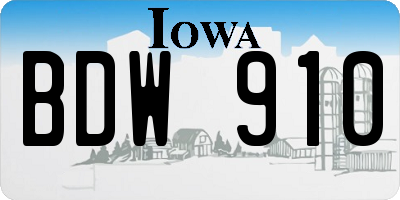 IA license plate BDW910