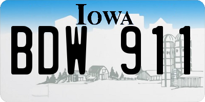 IA license plate BDW911