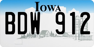 IA license plate BDW912