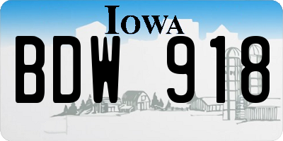 IA license plate BDW918