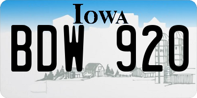 IA license plate BDW920