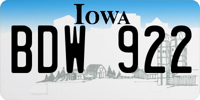 IA license plate BDW922