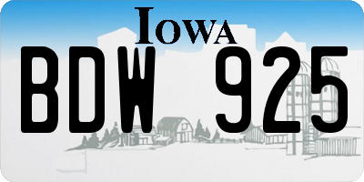 IA license plate BDW925