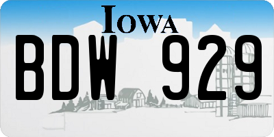 IA license plate BDW929
