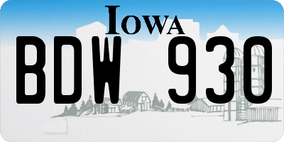 IA license plate BDW930