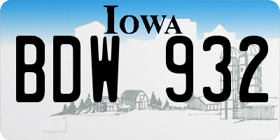IA license plate BDW932