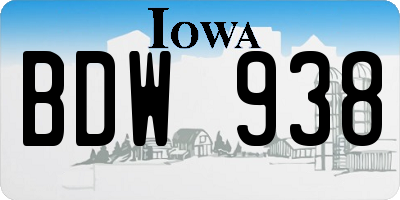 IA license plate BDW938