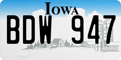 IA license plate BDW947