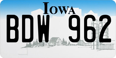 IA license plate BDW962