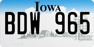 IA license plate BDW965
