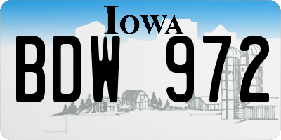 IA license plate BDW972
