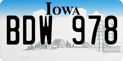 IA license plate BDW978
