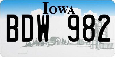 IA license plate BDW982