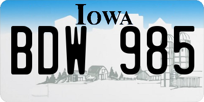 IA license plate BDW985