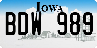 IA license plate BDW989