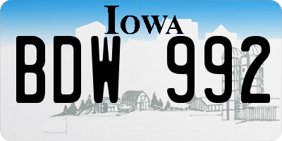IA license plate BDW992